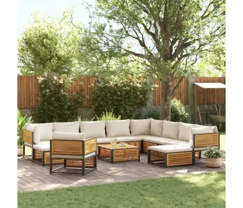 12-Daļīgs Dārza Dīvānu Komplekts Ar Matračiem, Akācija Vidaxl