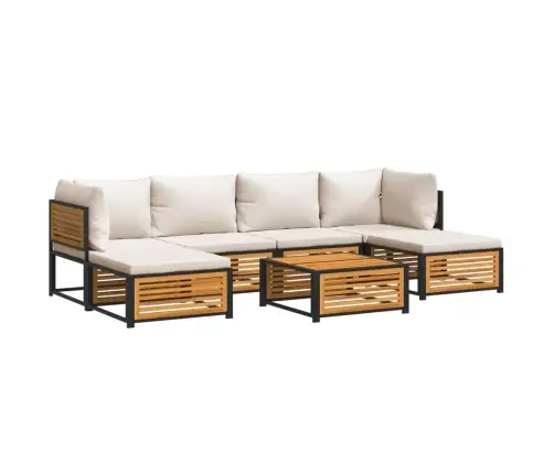 7-Daļīgs Dārza Dīvānu Komplekts Ar Matračiem, Akācija Vidaxl