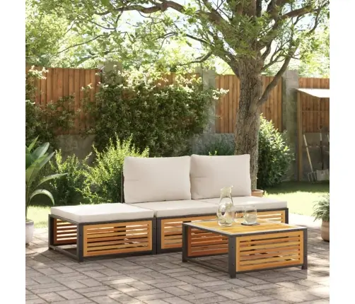 4-Daļīgs Dārza Atpūtas Mēbeļu Komplekts Ar Matračiem, Akācija Vidaxl 4-Daļīgs Dārza Atpūtas Mēbeļu Komplekts Ar Matračiem, Akācija Vidaxl