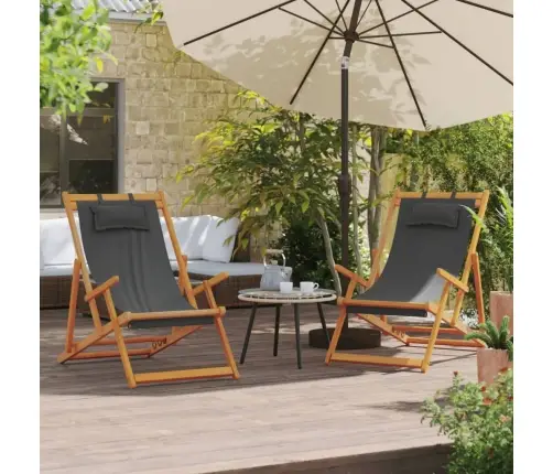 Salokāmi Pludmales Krēsli, 2 Gab., Pelēks Audums Vidaxl