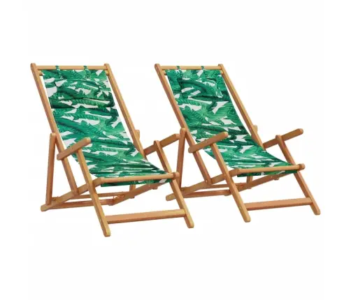 Salokāmi Pludmales Krēsli, 2 Gab., Audums Un Priedes Masīvkoks Vidaxl