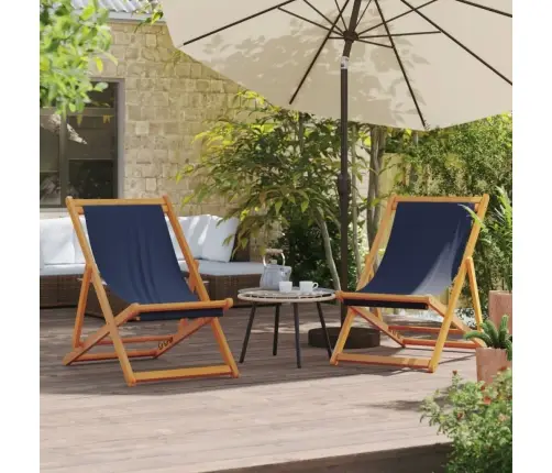 Salokāmi Pludmales Krēsli, 2 Gab., Zils Audums Vidaxl