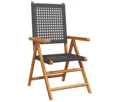 Atlošiamos Sodo Kėdės, 4Vnt., Juodos, Poliratanas Ir Mediena