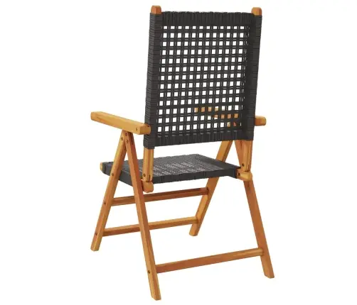 Atlošiamos Sodo Kėdės, 4Vnt., Juodos, Poliratanas Ir Mediena