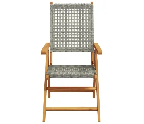 Atlošiamos Sodo Kėdės, 4Vnt., Pilkos, Poliratanas Ir Mediena