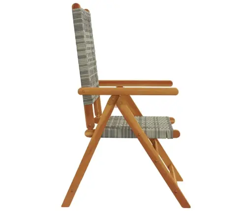 Atlošiamos Sodo Kėdės, 4Vnt., Pilkos, Poliratanas Ir Mediena