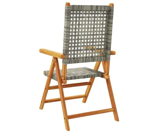 Atlošiamos Sodo Kėdės, 4Vnt., Pilkos, Poliratanas Ir Mediena