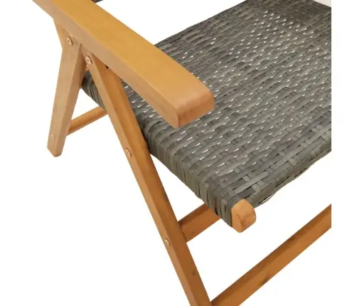 Atlošiamos Sodo Kėdės, 4Vnt., Pilkos, Poliratanas Ir Mediena