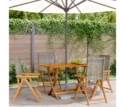 Atlošiamos Sodo Kėdės, 4Vnt., Pilkos, Poliratanas Ir Mediena