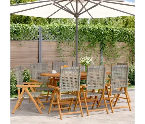 Atgāžami Dārza Krēsli, 8 Gab., Pelēka Pe Rotangpalma, Masīvkoks Vidaxl