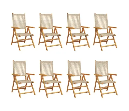 Atgāžami Dārza Krēsli, 8 Gab., Bēša Pe Rotangpalma, Masīvkoks Vidaxl