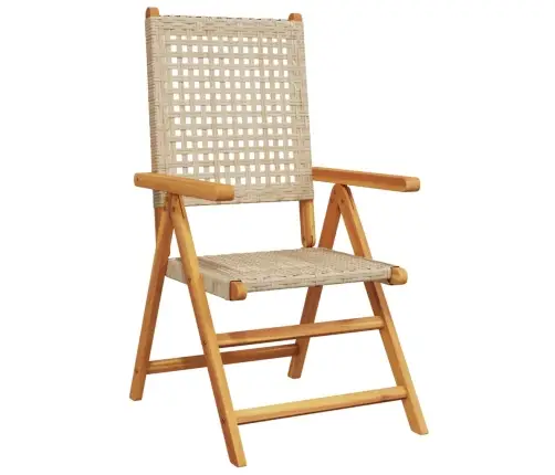 Atgāžami Dārza Krēsli, 8 Gab., Bēša Pe Rotangpalma, Masīvkoks Vidaxl