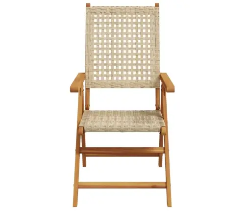 Atgāžami Dārza Krēsli, 8 Gab., Bēša Pe Rotangpalma, Masīvkoks Vidaxl