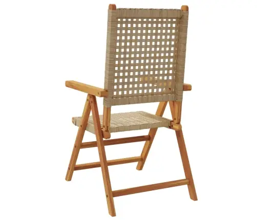 Atgāžami Dārza Krēsli, 8 Gab., Bēša Pe Rotangpalma, Masīvkoks Vidaxl