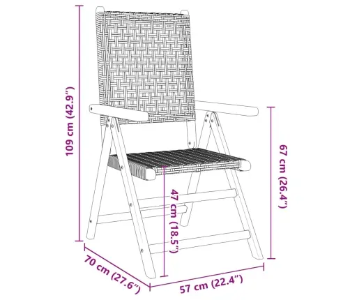 Atgāžami Dārza Krēsli, 8 Gab., Bēša Pe Rotangpalma, Masīvkoks Vidaxl