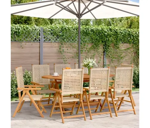 Atgāžami Dārza Krēsli, 8 Gab., Bēša Pe Rotangpalma, Masīvkoks Vidaxl