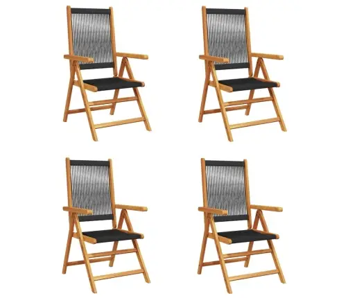 Dārza Krēsli, 4 Gab., Regulējami, Melni, Akācijas Masīvkoks Vidaxl