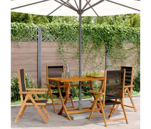 Dārza Krēsli, 4 Gab., Regulējami, Melni, Akācijas Masīvkoks Vidaxl