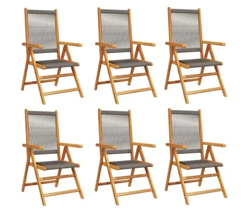 Atlošiamos Sodo Kėdės, 6Vnt., Pilkos, Akacijos Medienos Masyvas