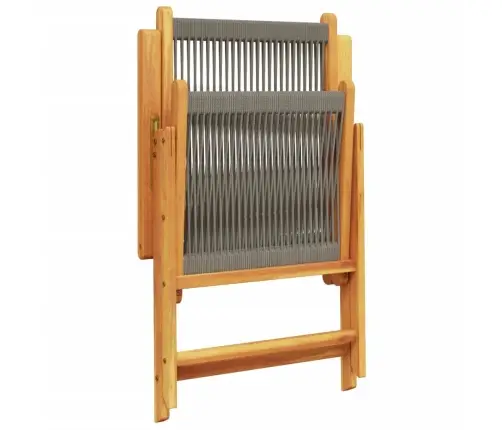 Atlošiamos Sodo Kėdės, 6Vnt., Pilkos, Akacijos Medienos Masyvas