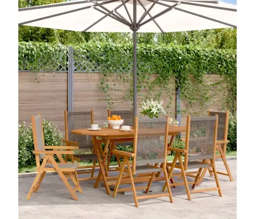 Atlošiamos Sodo Kėdės, 6Vnt., Pilkos, Akacijos Medienos Masyvas