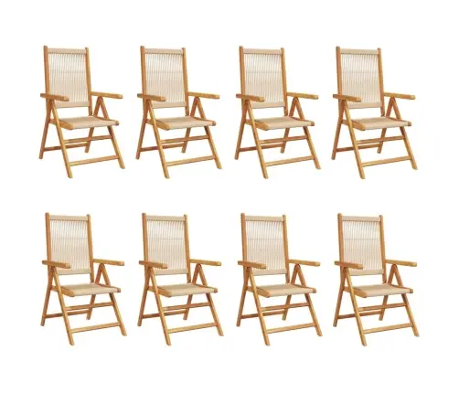Dārza Krēsli, 8 Gab., Regulējami, Bēši, Akācijas Masīvkoks Vidaxl