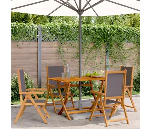 Atlošiamos Sodo Kėdės, 4Vnt., Antracito, Audinys Ir Mediena