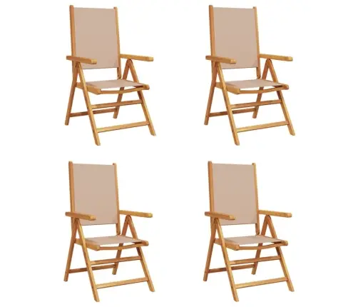 Atgāžami Dārza Krēsli, 4 Gab., Pelēkbrūns, Audums Un Masīvkoks Vidaxl