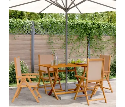 Atgāžami Dārza Krēsli, 4 Gab., Pelēkbrūns, Audums Un Masīvkoks Vidaxl