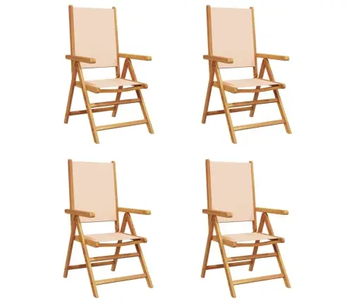 Atlošiamos Sodo Kėdės, 4Vnt., Smėlio, Audinys Ir Mediena
