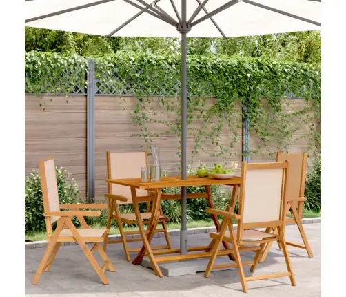 Atlošiamos Sodo Kėdės, 4Vnt., Smėlio, Audinys Ir Mediena