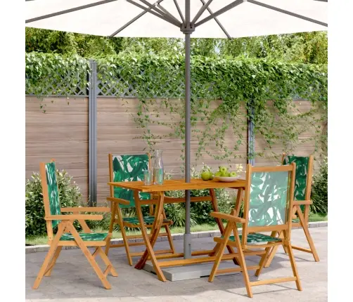 Atgāžami Dārza Krēsli, 4 Gab., Zaļš, Audums Un Masīvkoks Vidaxl