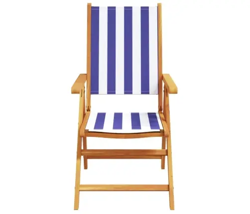 Atlošiamos Sodo Kėdės, 6Vnt., Mėlynos/Baltos, Audinys/Mediena