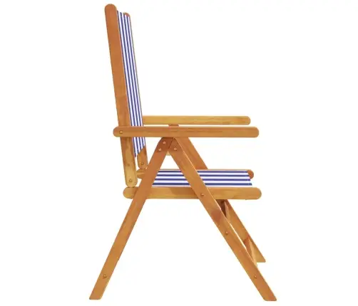 Atlošiamos Sodo Kėdės, 6Vnt., Mėlynos/Baltos, Audinys/Mediena