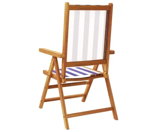 Atlošiamos Sodo Kėdės, 6Vnt., Mėlynos/Baltos, Audinys/Mediena