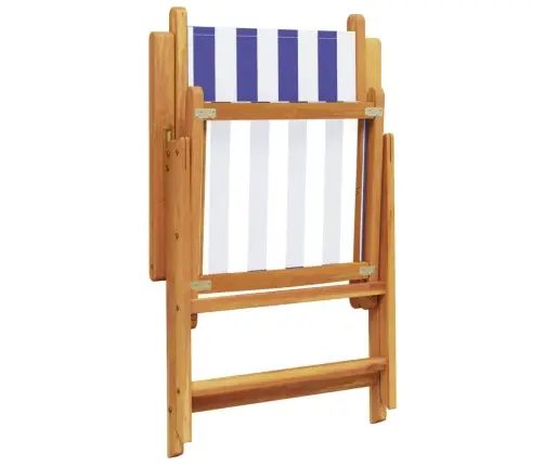 Atlošiamos Sodo Kėdės, 6Vnt., Mėlynos/Baltos, Audinys/Mediena