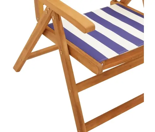 Atlošiamos Sodo Kėdės, 6Vnt., Mėlynos/Baltos, Audinys/Mediena