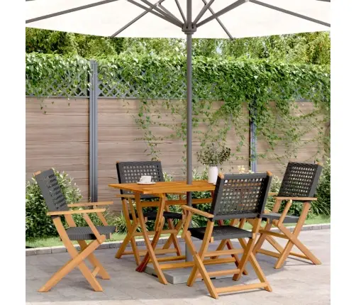 Saliekami Dārza Krēsli, 4 Gab., Melna Pe Rotangpalma, Koks Vidaxl