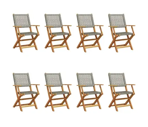 Saliekami Dārza Krēsli, 8 Gab., Pelēka Pe Rotangpalma, Koks Vidaxl