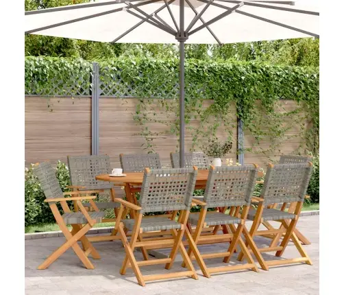 Saliekami Dārza Krēsli, 8 Gab., Pelēka Pe Rotangpalma, Koks Vidaxl