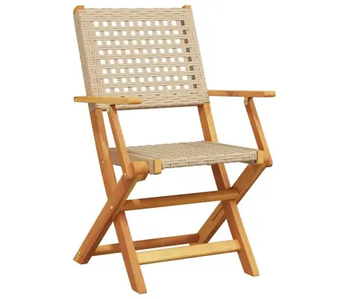 Saliekami Dārza Krēsli, 6 Gab., Bēša Pe Rotangpalma, Koks Vidaxl