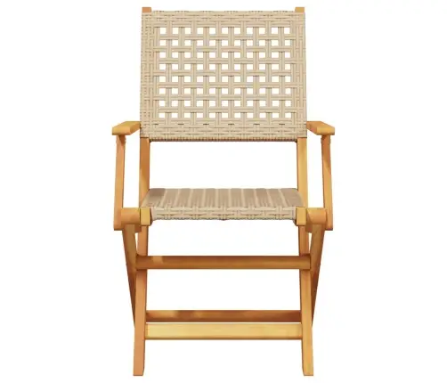 Saliekami Dārza Krēsli, 6 Gab., Bēša Pe Rotangpalma, Koks Vidaxl