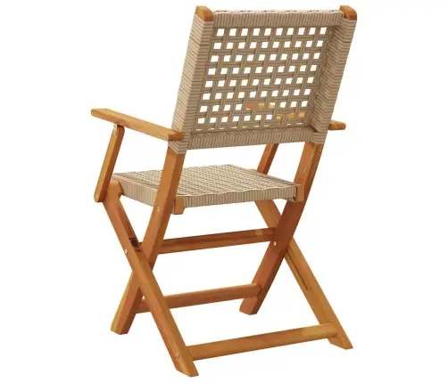 Saliekami Dārza Krēsli, 6 Gab., Bēša Pe Rotangpalma, Koks Vidaxl