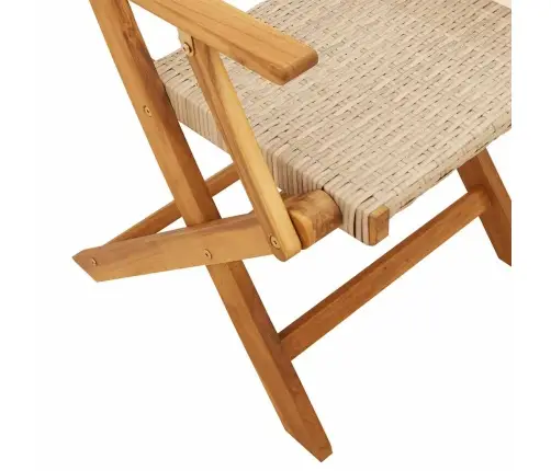 Saliekami Dārza Krēsli, 6 Gab., Bēša Pe Rotangpalma, Koks Vidaxl