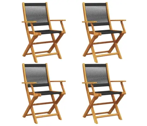 Saliekami Dārza Krēsli, 4 Gab., Melni, Akācijas Masīvkoks Vidaxl