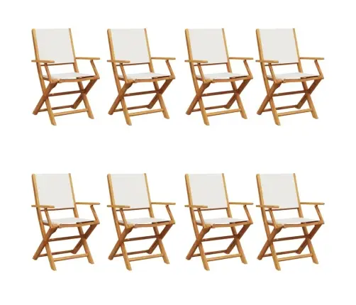 Salokāmi Dārza Krēsli, 8 Gab., Krēmbalts Audums Un Masīvkoks Vidaxl