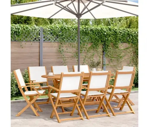 Salokāmi Dārza Krēsli, 8 Gab., Krēmbalts Audums Un Masīvkoks Vidaxl