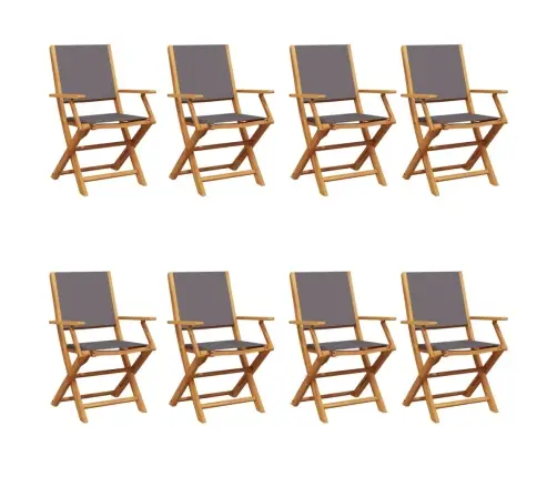 Saliekami Dārza Krēsli, 8 Gab., Antracītpelēks, Audums Un Koks Vidaxl