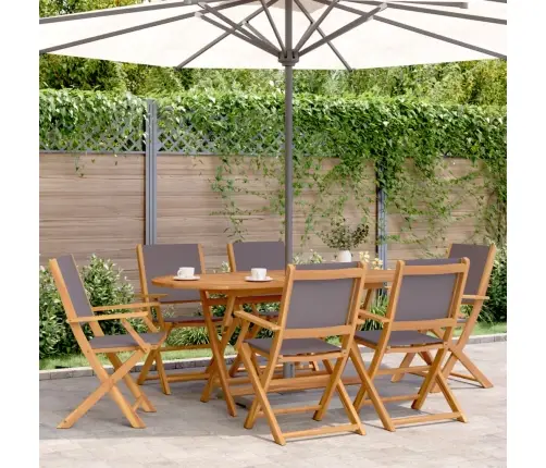 Saliekami Dārza Krēsli, 8 Gab., Antracītpelēks, Audums Un Koks Vidaxl