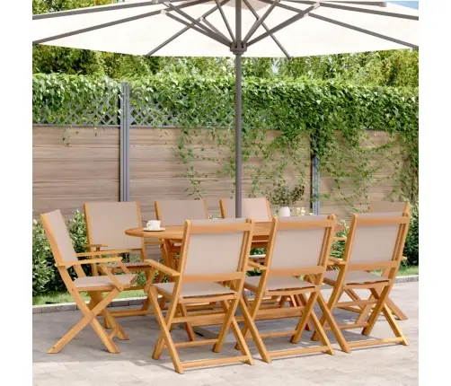 Sulankstomos Sodo Kėdės, 8Vnt., Taupe, Audinys/Mediena